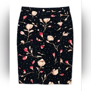 White House Black Market Women's Pencil Skirt Black Floral Size S Excellent Cond